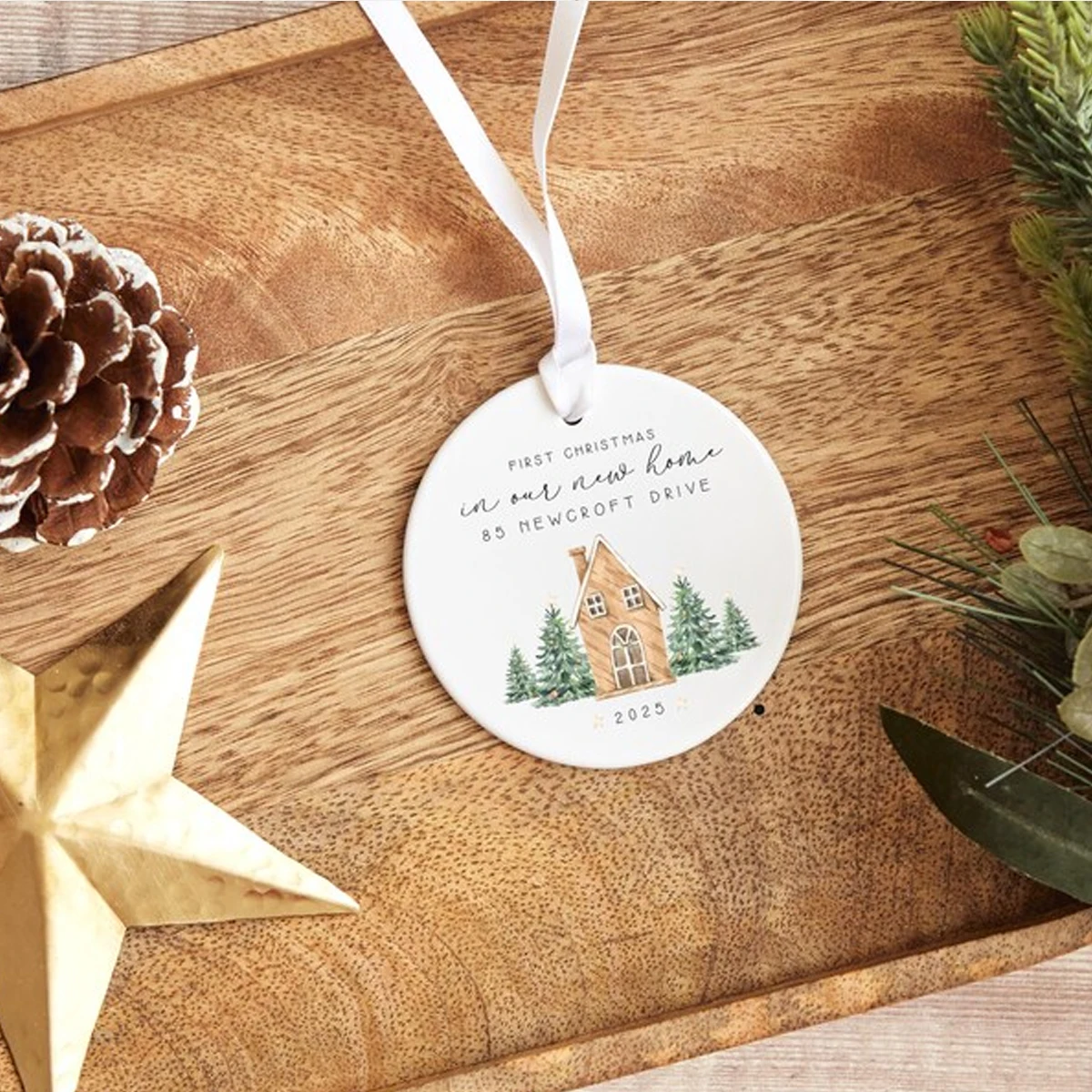 First Home Ornament • Personalised New Home Bauble • Custom Address & Year • First Christmas in New Home Gift Keepsake