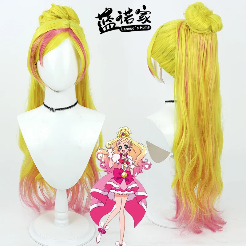 

Anime Go Princess Precure Cos Cosplay Wig Halloween Carnival Party Props Synthetic Hair Heat Resistant Fiber + Wig Cap
