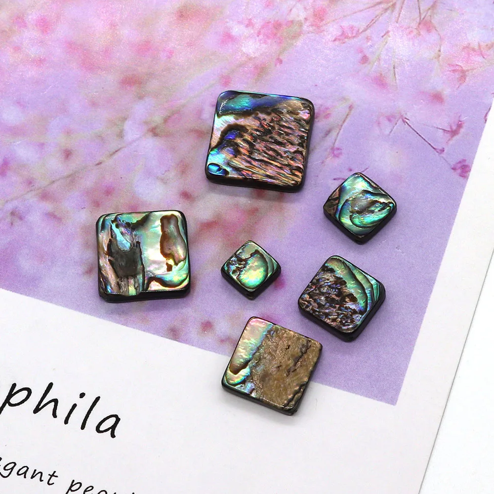 4Pcs Exquisite Natural Abalone Shell Diagonal Square Beads 8-18mm Charm Fashion DIY Jewelry Necklace Earrings Bracelet Accessory