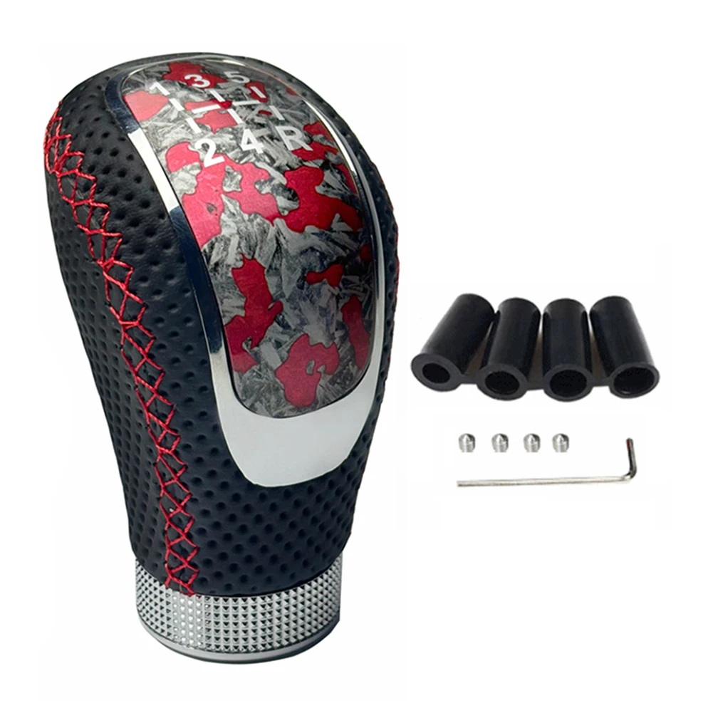 Pomello del cambio del veicolo Pomello della trasmissione manuale realizzato in pelle e lega di alluminio Pomello del cambio per auto facile da installare