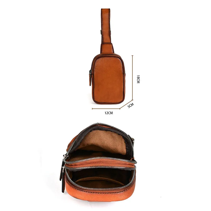 Mini bolso cruzado de cuero para hombre, bandolera de hombro, bolsas de pecho para mensajero, mochilas de viaje, deportes al aire libre