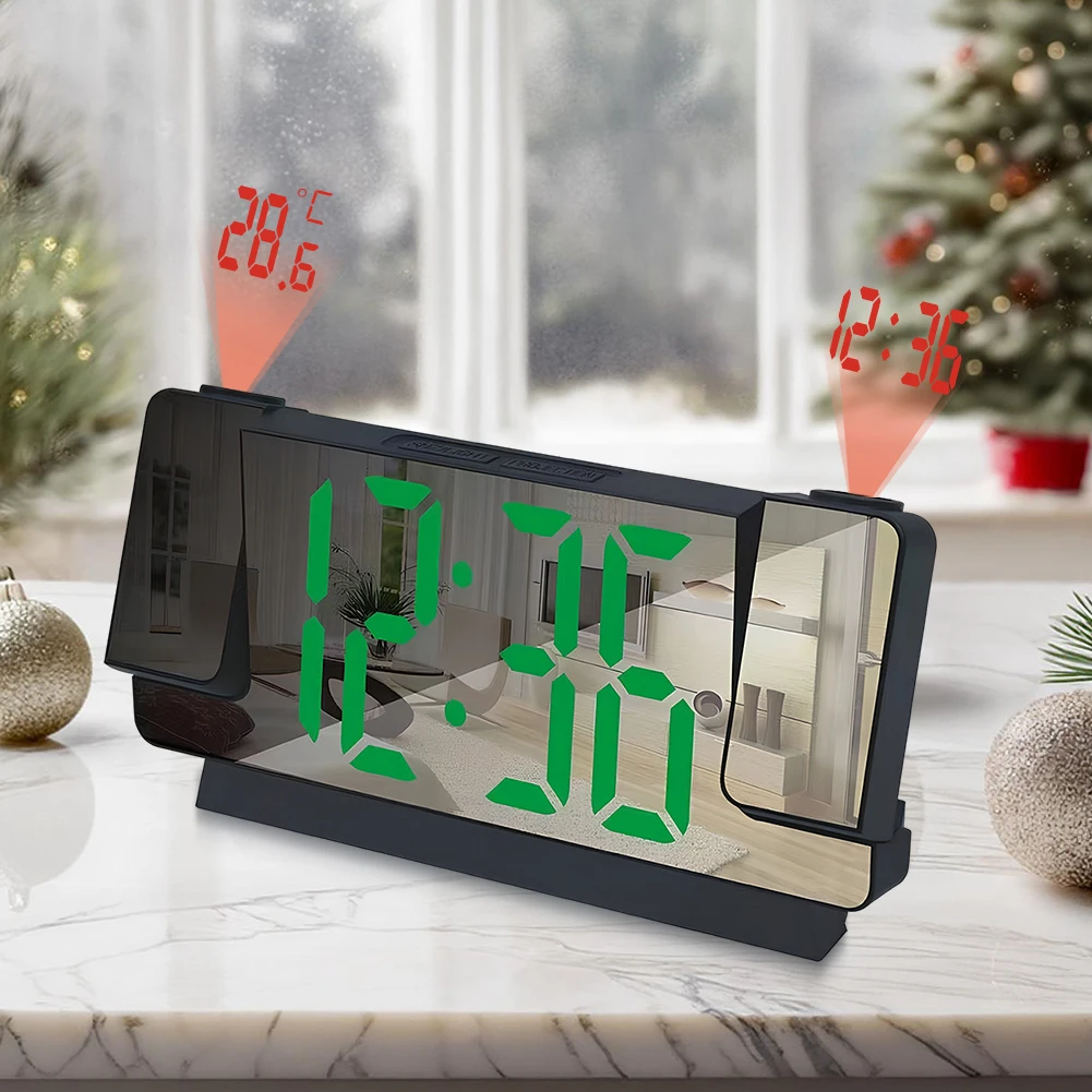 For Home Bedroom Living Room LED Digital Alarm Clock Multifunction Backlight Snooze Clock Large Screen Projector Ceiling Clock