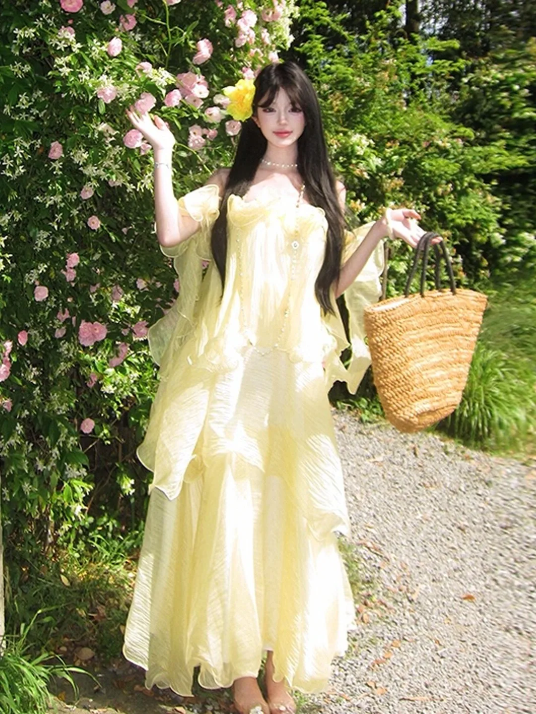 

Elegant Summer Fairy Tale One Shoulder Cake Skirt Dress Irresistibly Beautiful Unique Atmosphere Sensation Midi Dress