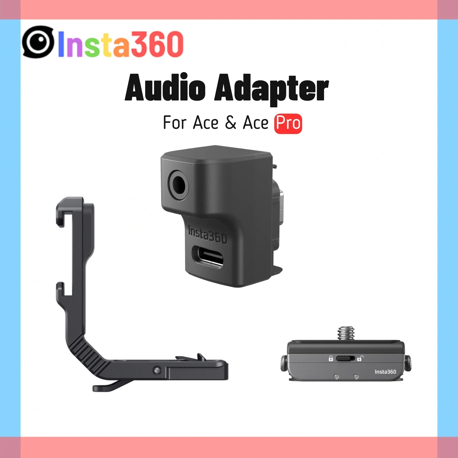 Insta360 Ace Pro 2 Mic Adapter Cold Shoe Audio Kit Microphone Mount Type-C 3.5mm Ports For ACE & ACE PRO Accessory