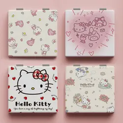 Hello Kitty Mini lusterko do makijażu Przenośne, urocze lusterko do makijażu Saniro Kt Cat Dwustronne składane lusterko do makijażu dla kobiet i dziewcząt Prezent Lusterko do makijażu