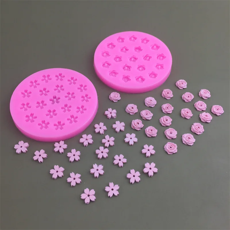 Mini 20 Holes Cherry Blossom Silicone Mold Rose Flower Shaped Chocolate Mold Fondant Dessert Flower Cake Decorative Baking Tool