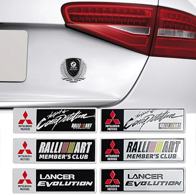

3D Metal Car Body Side Emblem Sticker Trunk Badge Decal for Mitsubishi Lancer EX Outlander Eclipse Pajero ASX Cross Ralliart EVO