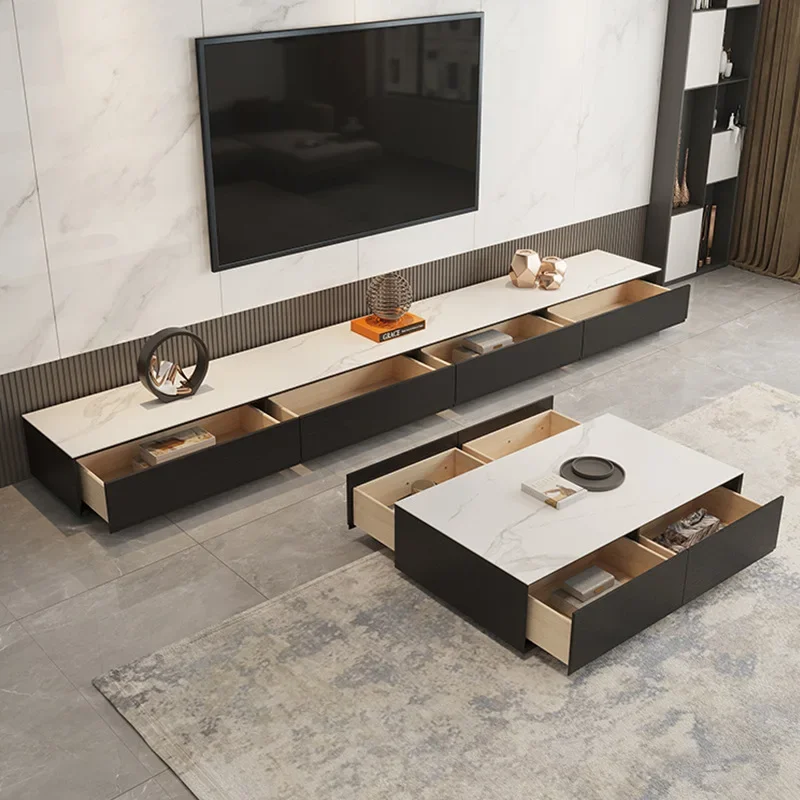Nordic imported slate TV cabinet coffee table combination modern simple minimalist living room small apartment low floor cabinet
