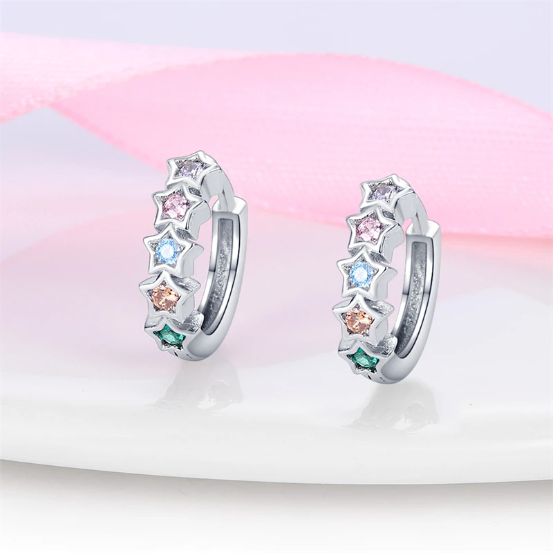 Earrings 925 Sterling Silver Colorful Shiny Zircon Earrings Earrings Temperament Charm Luxury Party Jewelry Gift Birthday