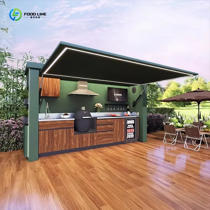 Customized premium electric outdoor kitchen easy install combo with sink refrigerator for backyard party cooking