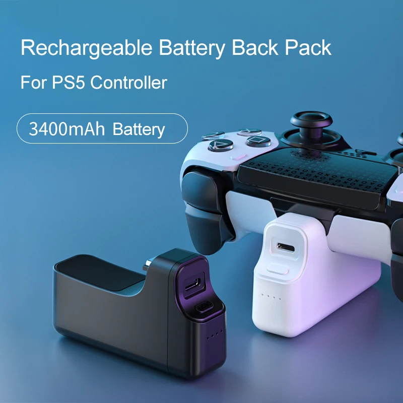 Premium Rechargeable Battery Pack 3400mAh Charging Kit Endurance External Portable Back Clip Power Bank for PS5 Controller