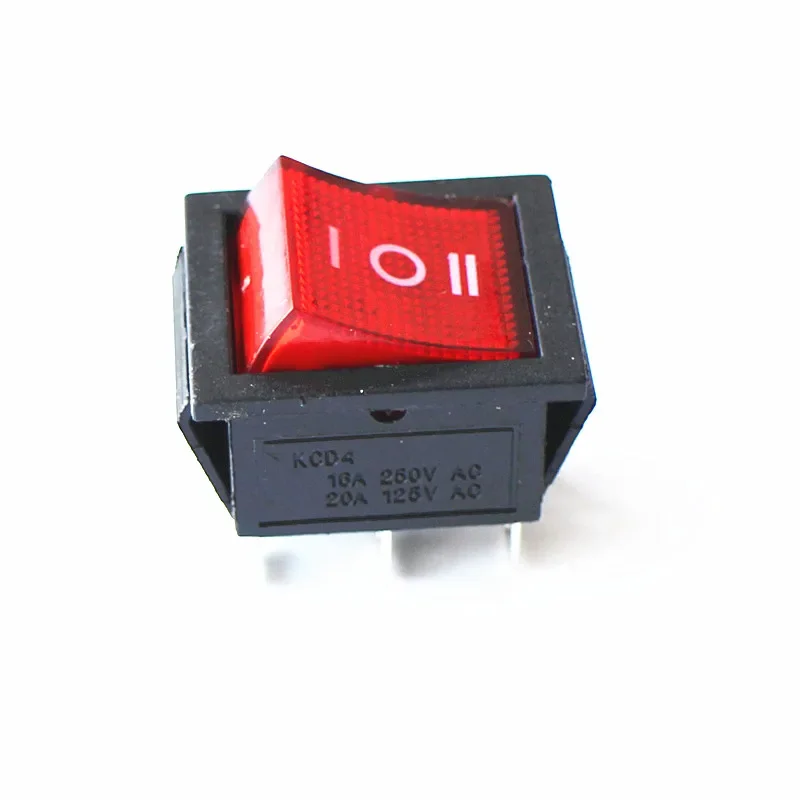 KCD4-6PN Red Rocker Switch with Light 3 Modes 6 Foot Three Pole 16A Power Rocker Switches