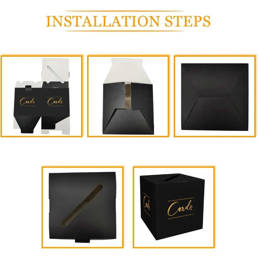 صندوق بطاقات أسود صندوق مغلف الزفاف هدية صندوق بطاقات حامل صندوق بطاقات لحفلات الزفاف وأعياد الميلاد وحفلات استقبال المولود الجديد صندوق السحب