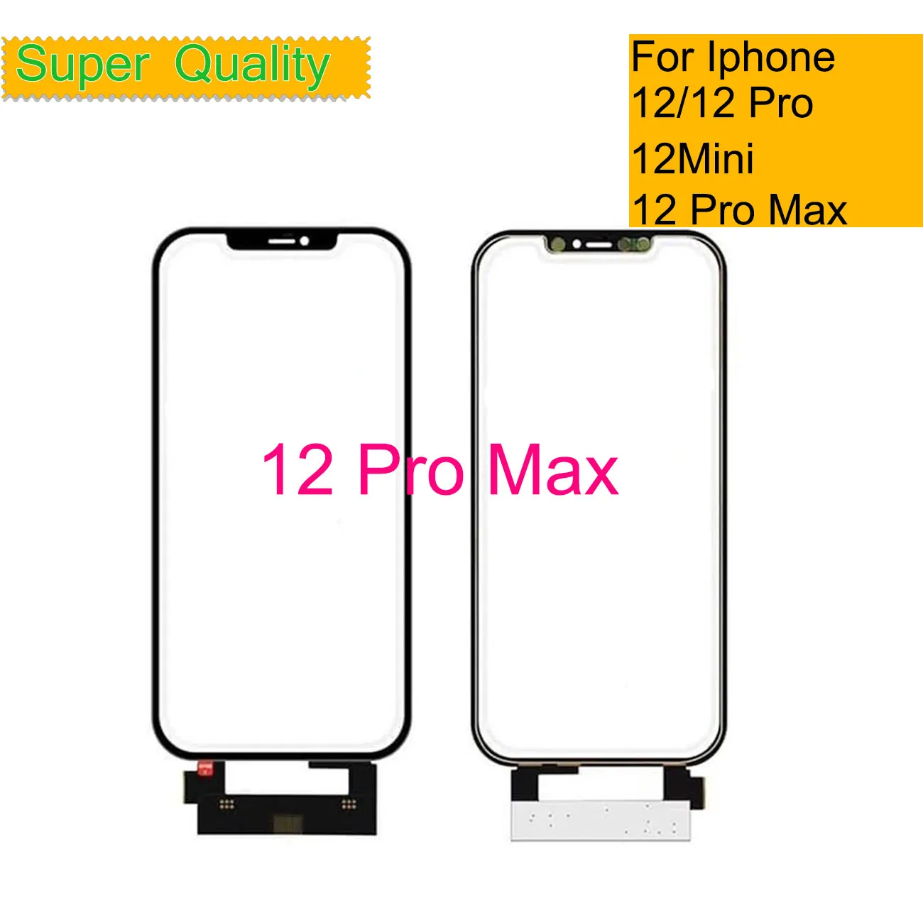 

10Pcs/Lot For Iphone 12 Pro Max Touch Screen Digitizer Panel Sensor Front Glass Lens For iphone 12 Mini LCD Glass With OCA Glue