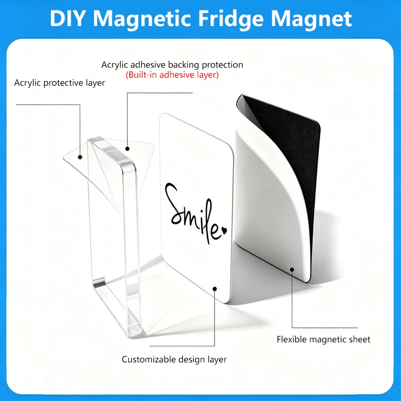 DIY Acryl-Kühlschrankmagnet-Set 9-50 Stück 5x3cm Rechteckige Blanko-Magnete Benutzerdefiniertes Foto Heimdekoration Handgemachtes Bastelset – Detail 9
