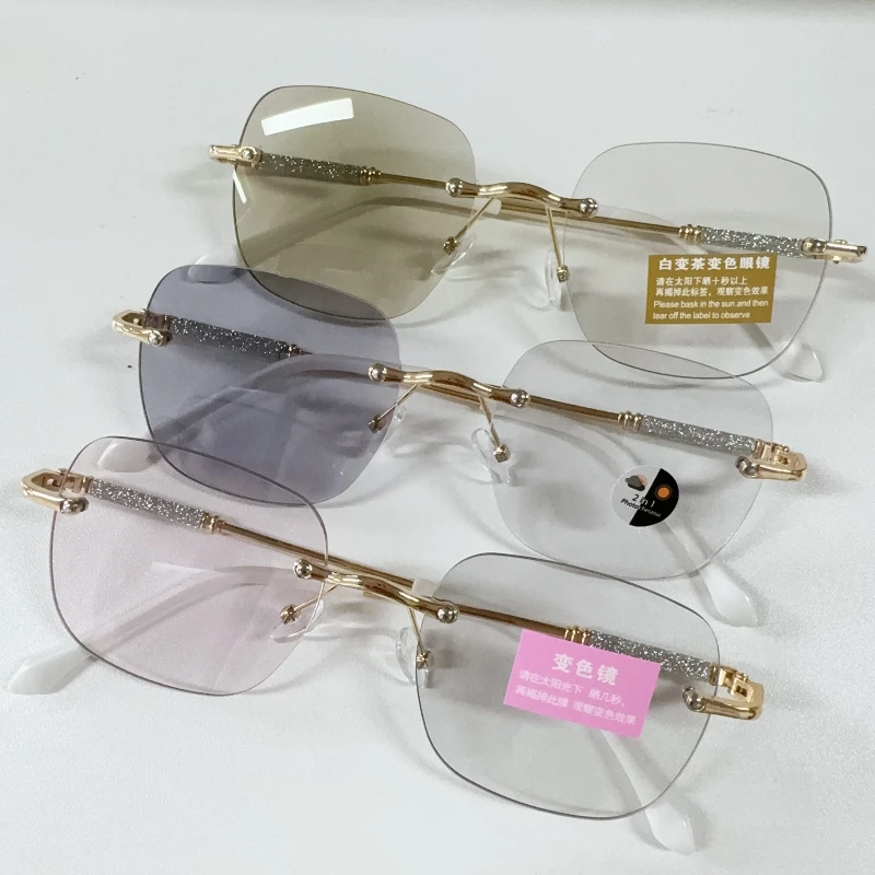 نظارات شمسية بدون إطار فوتوكروميك للنساء، نظارات شمسية بعدسات مربعة عتيقة، نظارات حماية من الأشعة فوق البنفسجية 400، نظارات كبيرة الحجم