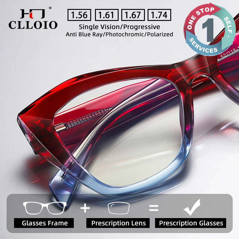 

CLLOIO новые очки TR90 с защитой от синего света, оптическая оправа, настраиваемые очки по рецепту, женские модные очки «кошачий глаз» с плоским светом