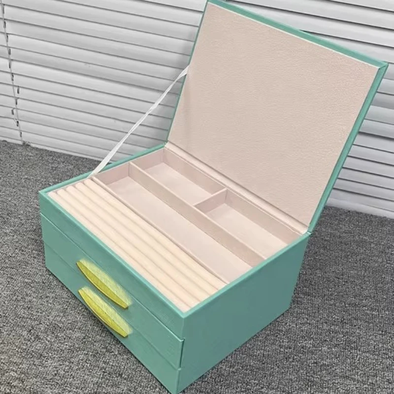 

Большая шкатулка для драгоценностей, серьги, ожерелье, шкатулки для безделушек, пыленепроницаемый органайзер для ювелиров, разделенный отсек, органайзер, шкатулка с ящиком