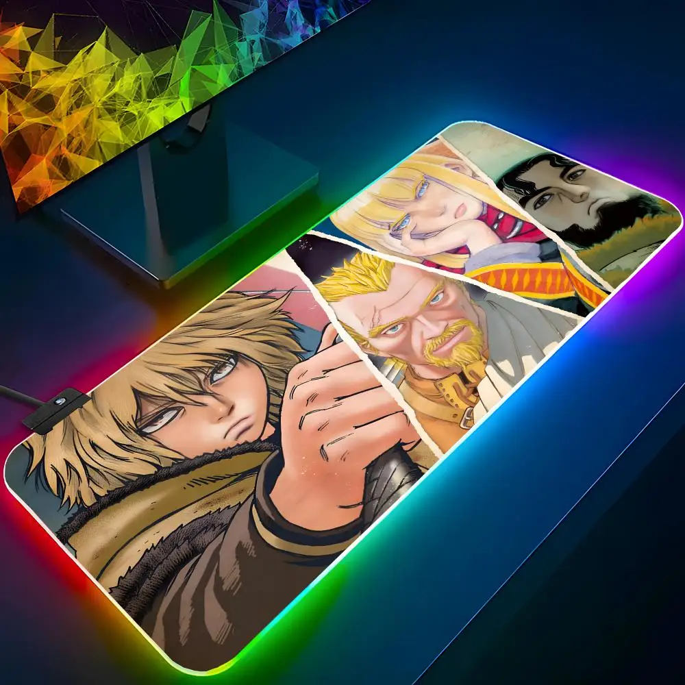 V-Vinland S-Saga Mouse Pad RGB Backlit Mouse Pad Laptop Mouse Pad Laptop Gamer Computer Desk Gaming Accessories
