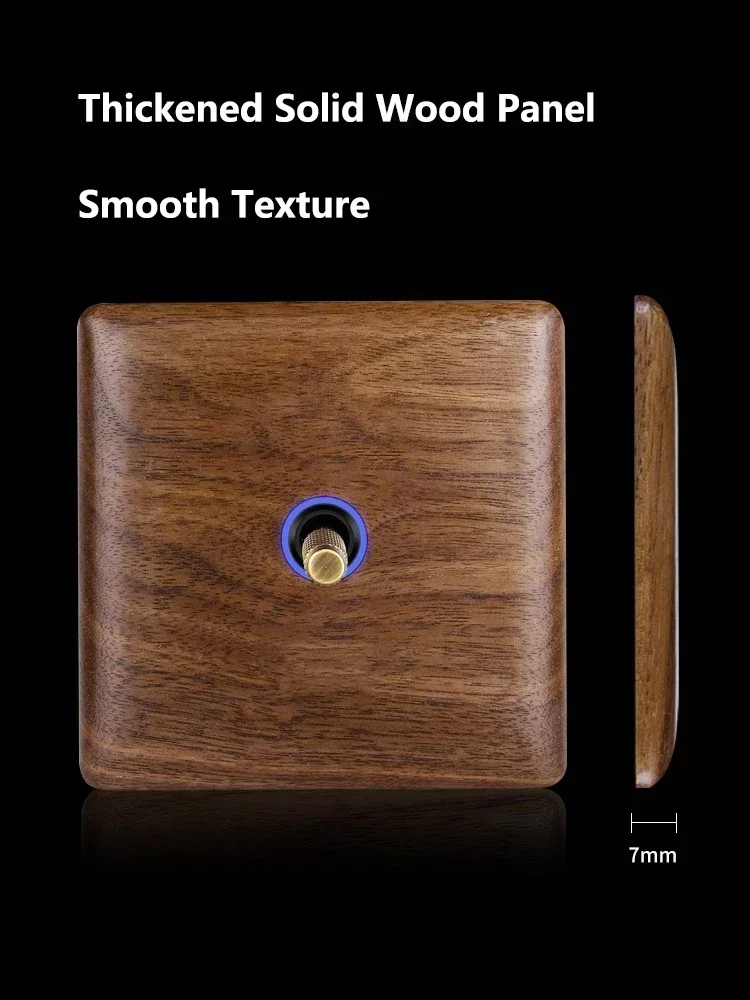 Retro Toggle Switch Wall Light Switch 1-4 Gang Real Wood Walnut Panel Antique Brass Knob with Blue LED Light 110-250V