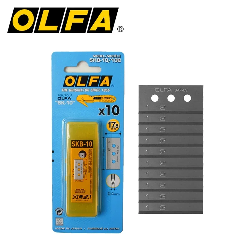 Olfa SKB-10/10b Reservebladen 10 Stuks 40*17.8Mm Vervangend Mes Voor SK-10 Snijmes Koolstofstaal Mes Snijgereedschap