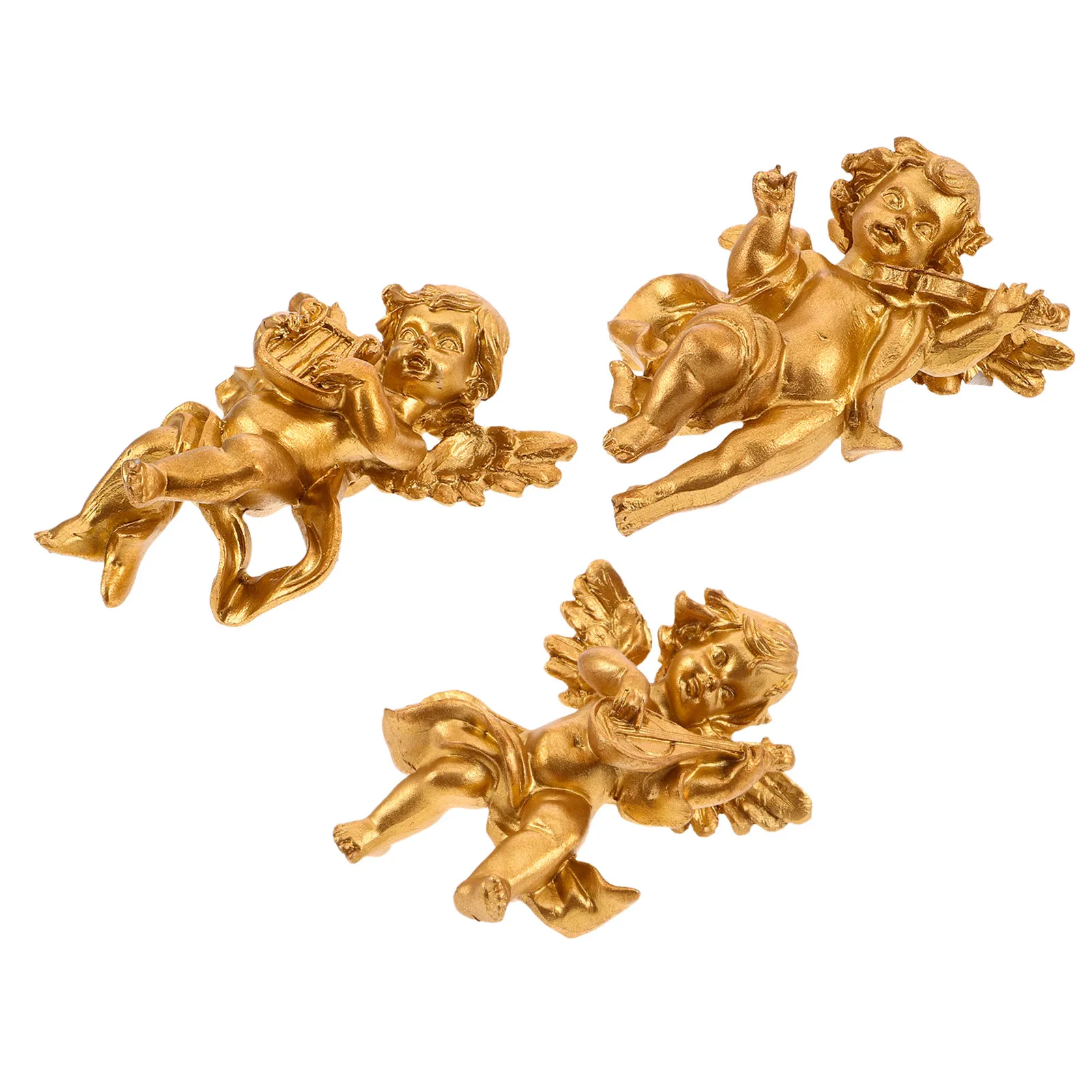 

Набор из 3-х скульптур ангелов из смолы в ретро-стиле, состаренный, для декора стен в гостиной, экономия пространства, подвесное украшение, эстетическое украшение для дома