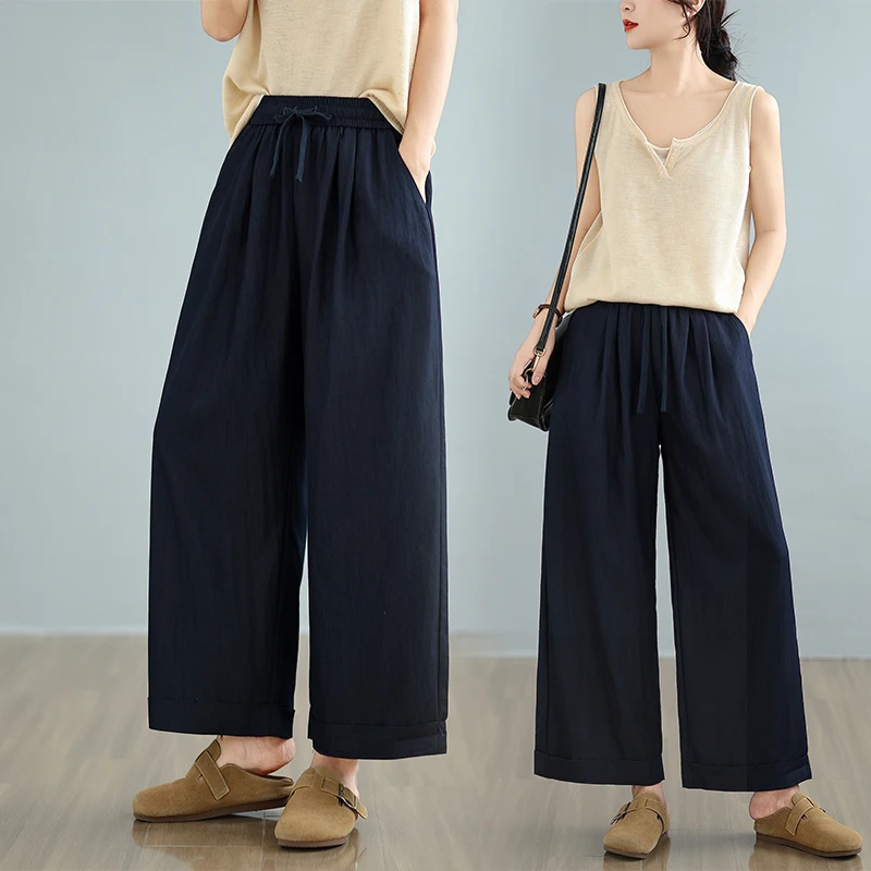 

Летние тонкие широкие джинсы, женские свободные повседневные брюки с высокой талией, утягивающие джинсы с девятью точками, свободный крой, летние сле