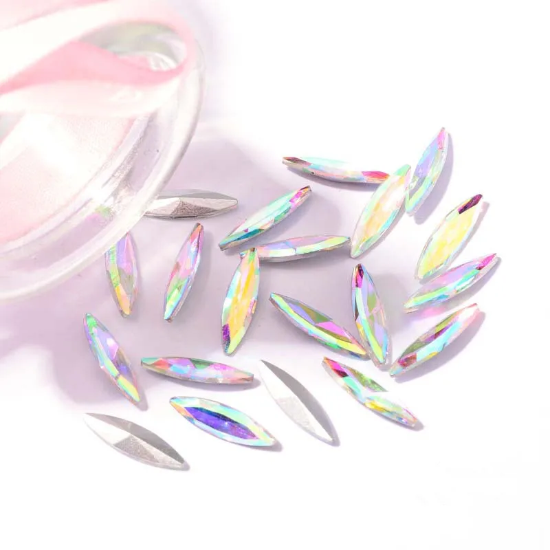200PCS 4*15mm Double-sided Pointed Bottom Horse Eye Special-shaped Crystal Diamond Eye Shape Diy Loose Beads Toy Accessories