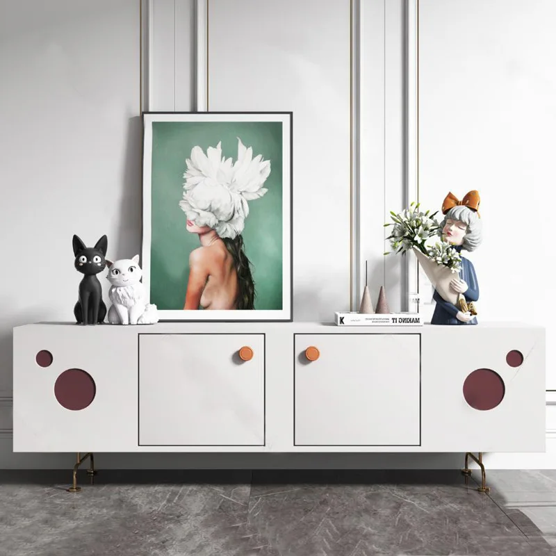 White piano paint TV cabinet Modern simple paint dining side cabinet