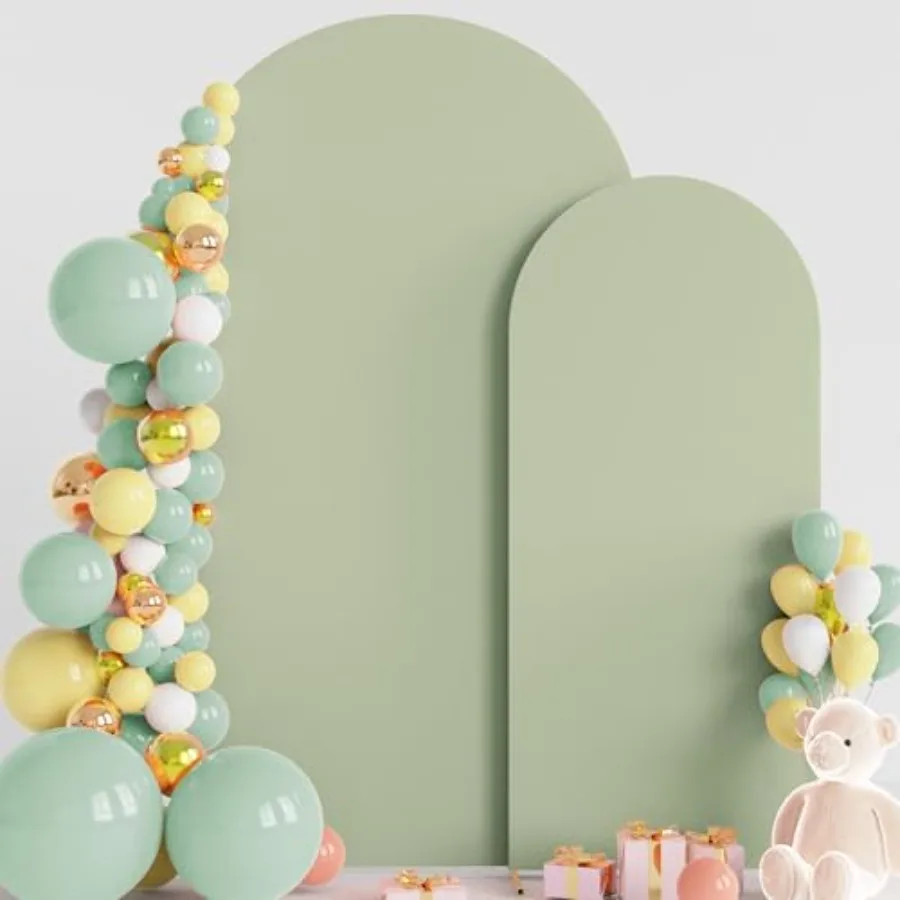 

Wokceer Свадебная арка, чехол 7,2 фута, 6 футов, набор из 2 спандекса, облегающие чехлы для арки шалфея и зеленого цвета для круглого верха, арки Chiara Backdr