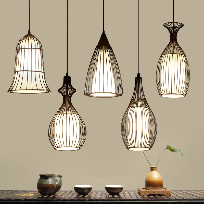 

Китайский стиль Hotpot Ресторан Люстра Скандинавский домашний декор Проживание в семье Кухонные аксессуары Железная птичья клетка Светодиодные фонари Подвесной светильник