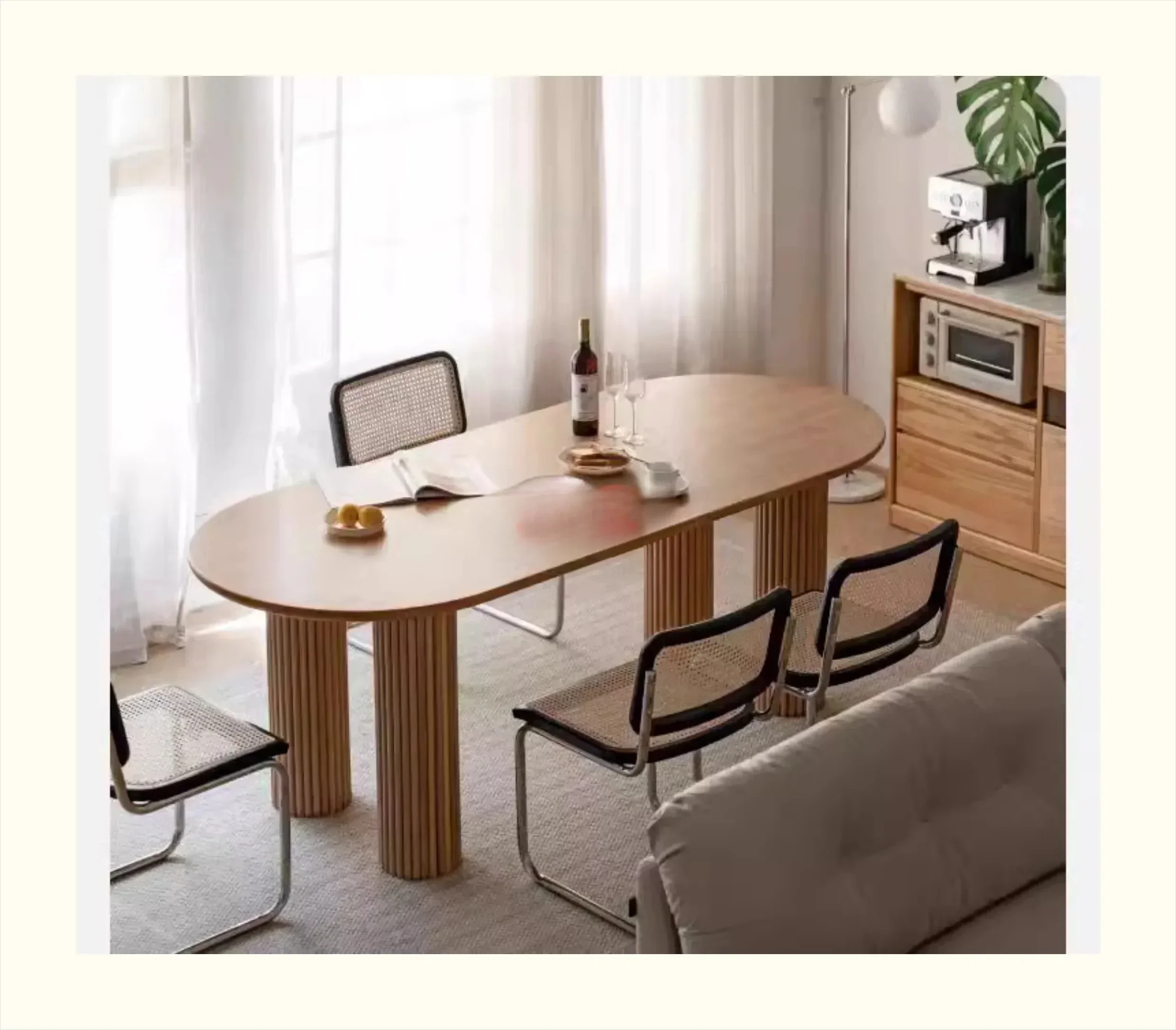 

Solid Wood Oval Home Dining Table and Chair Minimalist Light Luxury Design Desk Conference