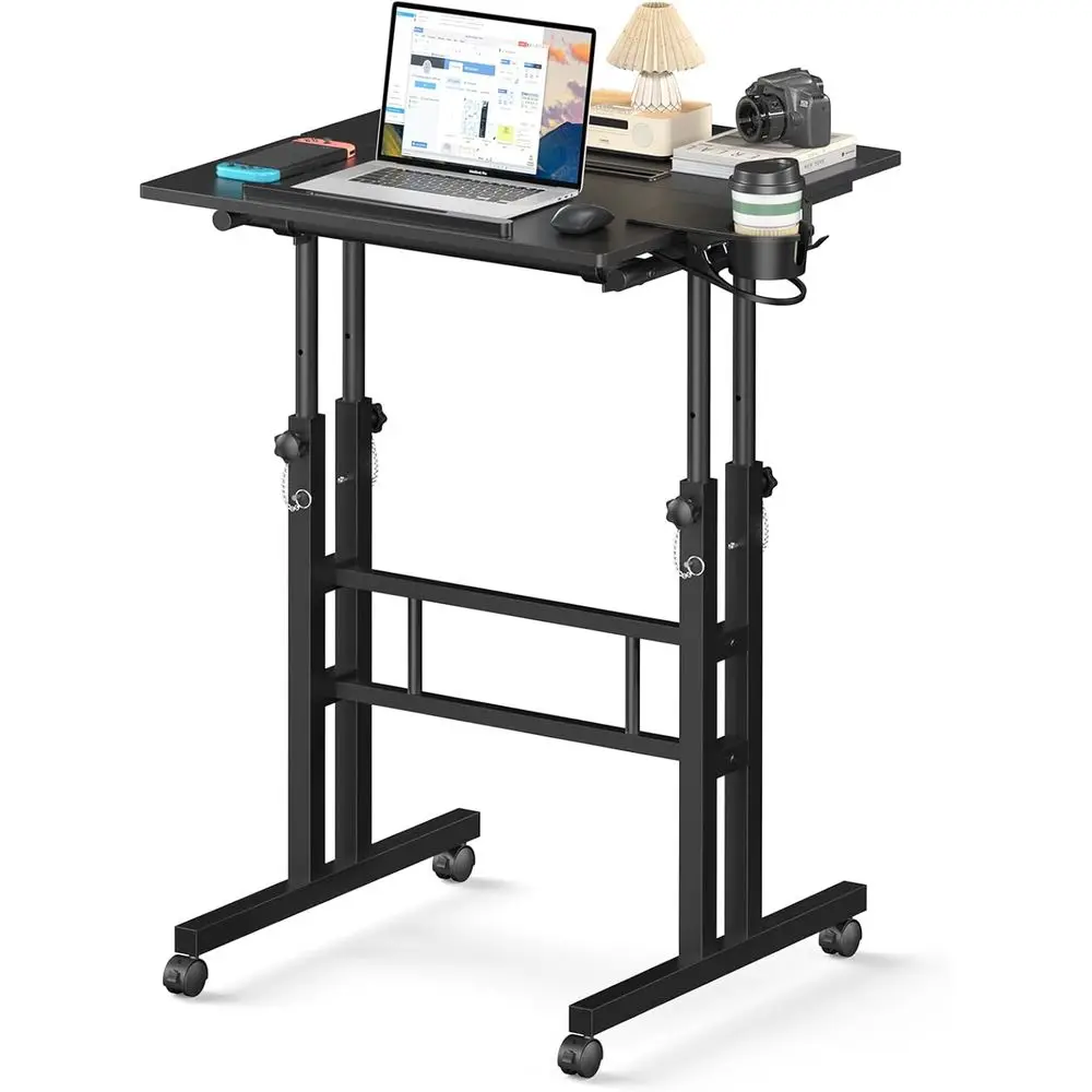

Small Standing Desk with Wheels, Mobile Stand Up Desk, Portable Standing Table on Wheels or Walking Pad, Rolling Computer Desk A