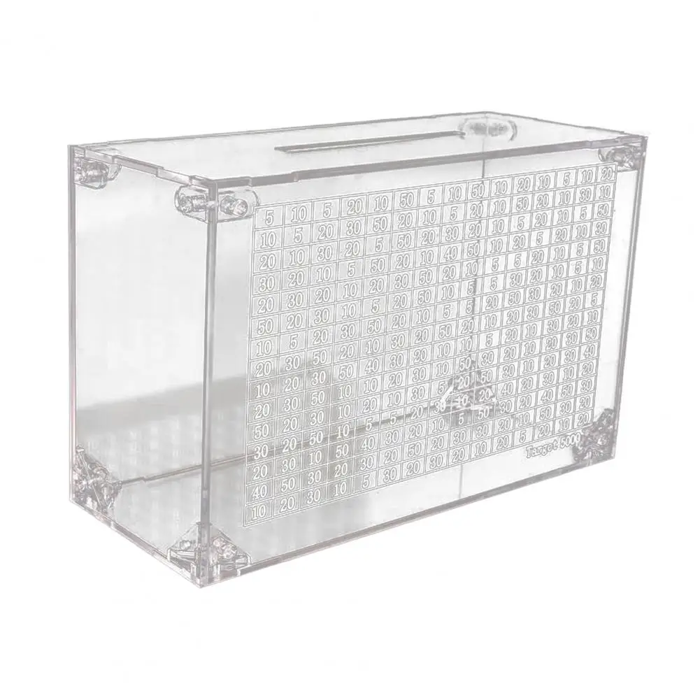 Transparent Money Box Savings Challenges Box Acrylic Money Box with Counter for Kids Adults Transparent Piggy Bank for Money