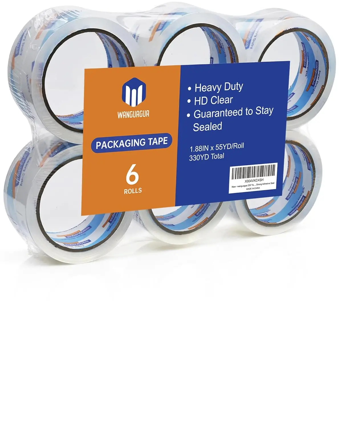 

330 Yards Total, 1.88 Inch x 55 Yards 6 Pack, Highly Clear Heavy Duty Packing Tape, Strong Adhesive Seal