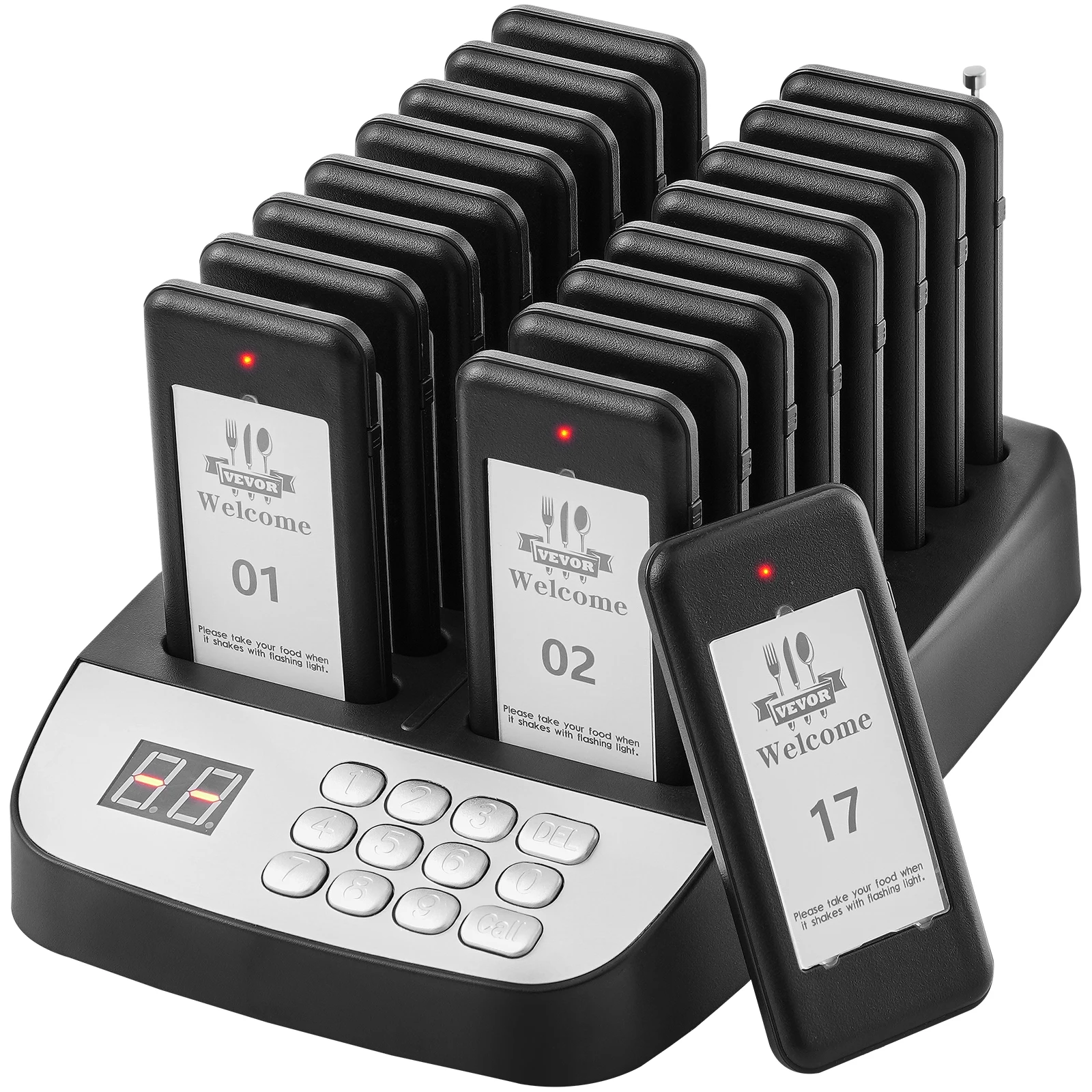 VEVOR 16pcs Restaurant Pager System Wireless 500m Long Range Lineup Waiting Queue Signal Guest Customer Calling Beepers