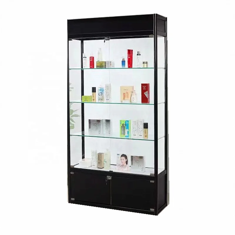 Custom. Lockable Perfume Shop Showcase Mobile Phone Accessories Store Cabinet 3C Tempered Glass Display Showcase with Light