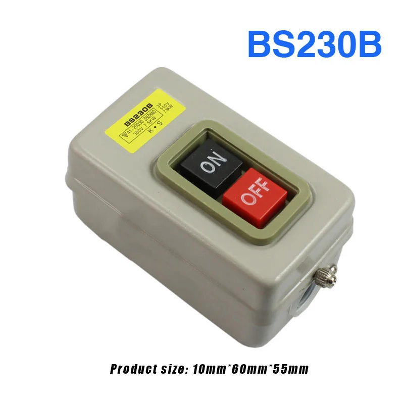 Push Button Power Switch Three Phases Power Control Start Switch AC 380V 15A 3P 2.2KW TNHA2-BS211B BS216B BS230B