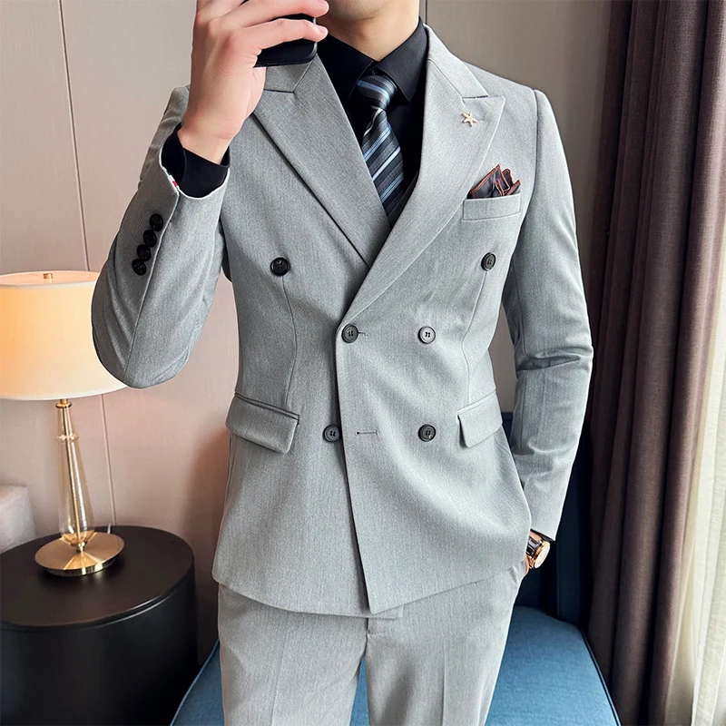 

M-5XL - Новый комплект костюма - Комплект свадебного костюма - Мужской костюм в американском стиле - Деловой банкетный мужской вечерний костюм, комплект из трех предметов