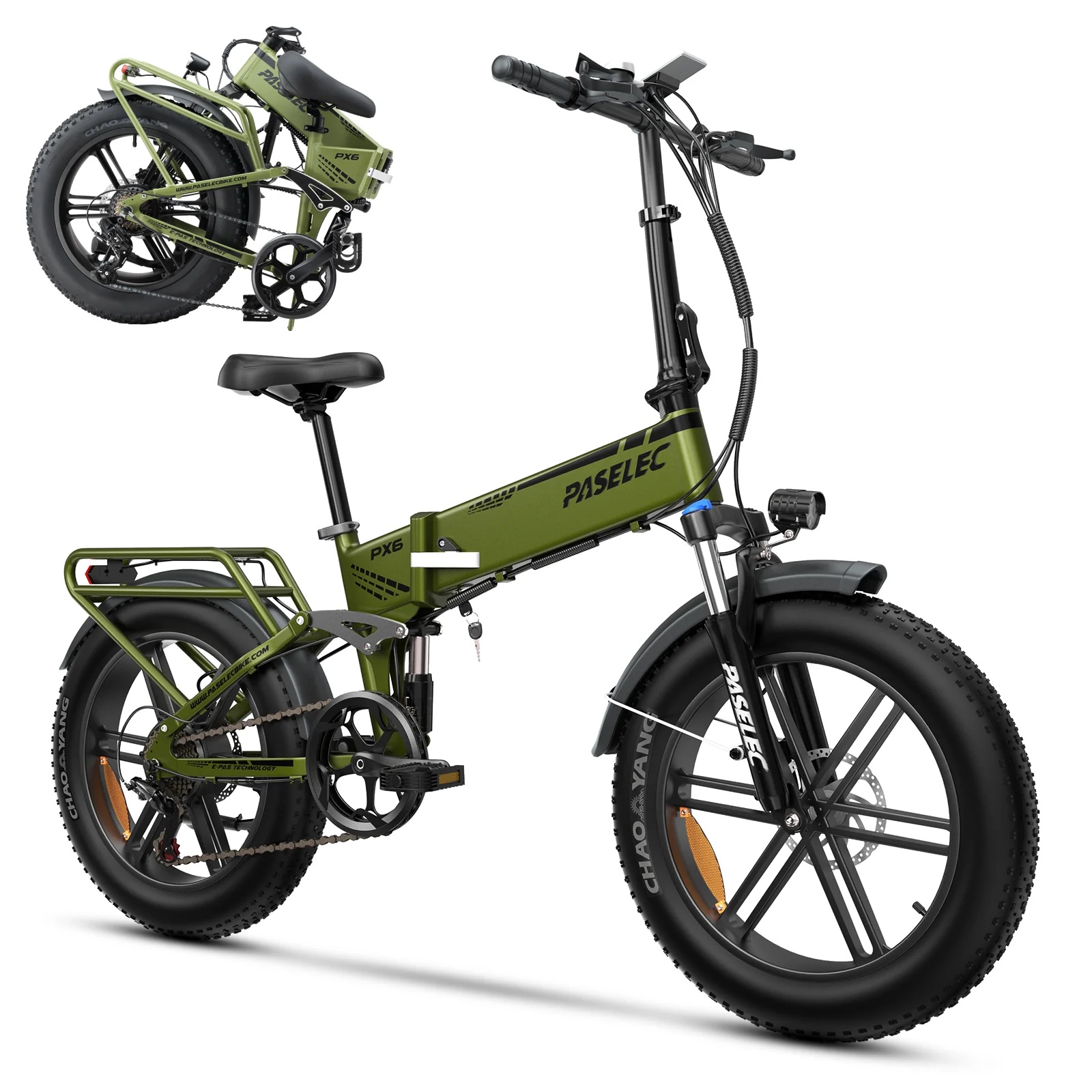 PX6 E-bike 750W borstelloze motor 48V13AH batterij Dubbele vering Opvouwbare elektrische fiets 20-inch band All-terrain elektrische fiets
