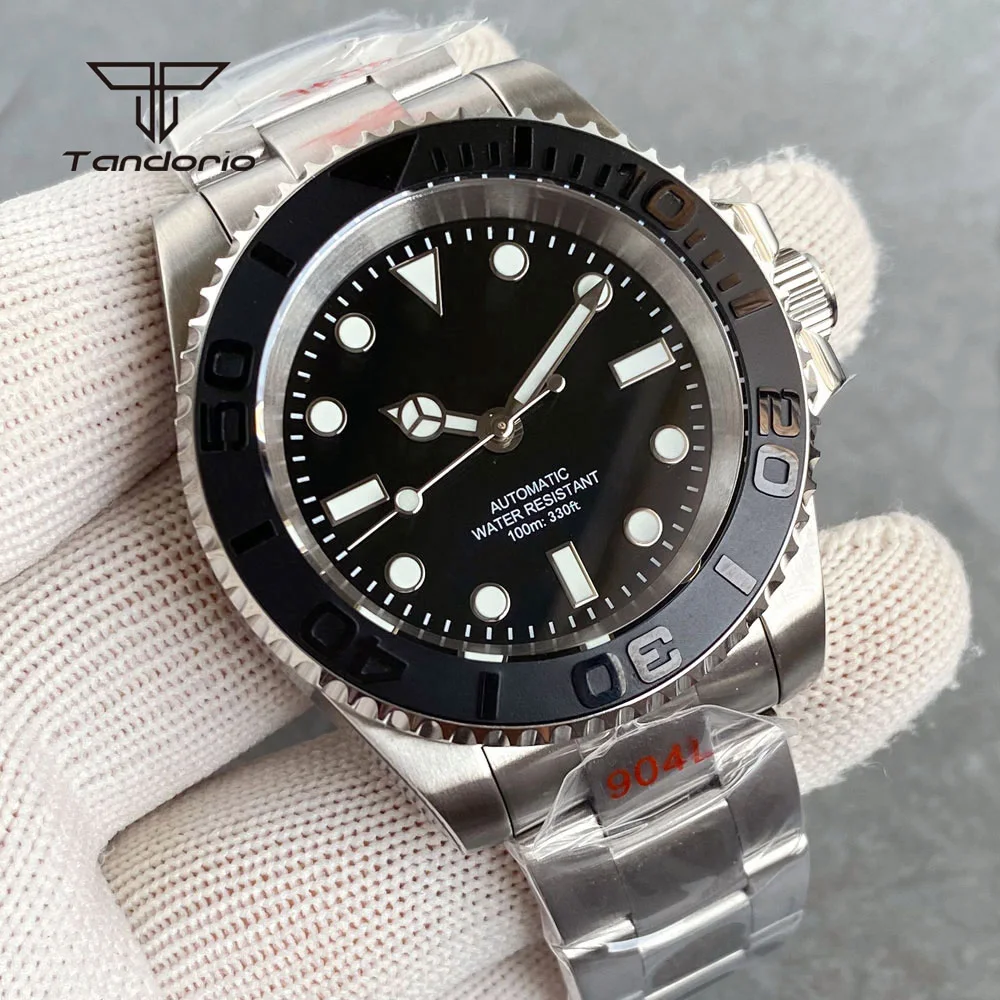 Tandorio 40mm Mechanical NH35 Automatic Dive Watch Sapphire PT5000 Luminous Stainless Steel Wristwatch for Men 120 Clicks Bezel