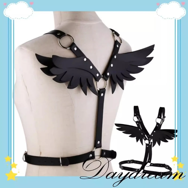 

Goth Angel Wings Leather harness Belt Little Devil Punk body chain women strap Party girls lingerie cage harness cosplay prop