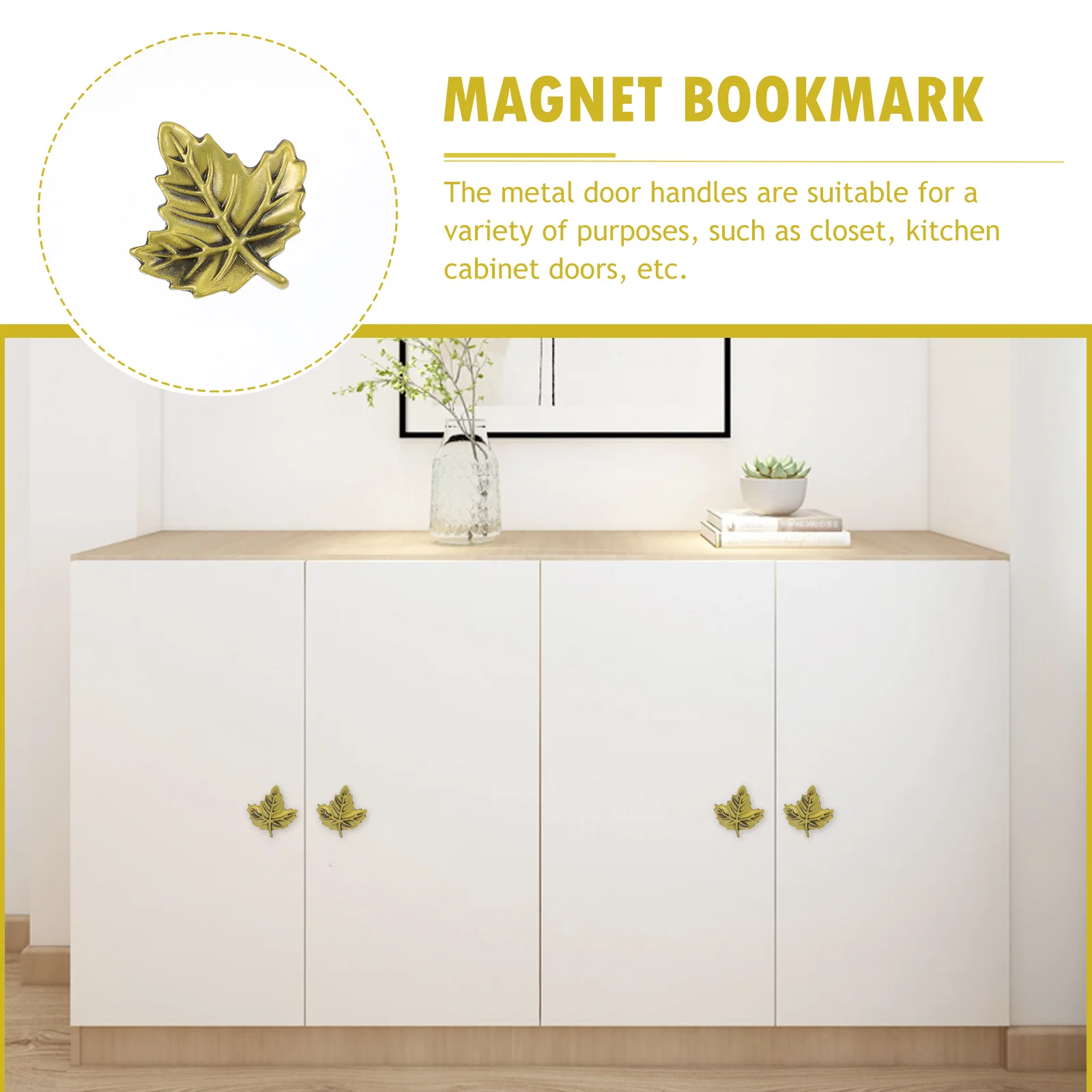 

4Pcs Modern Drawer Knobs Zinc Alloy Sturdy Maple Leaf Design Cabinet Pulls Handles for Dresser Closet Kitchen Home Furniture