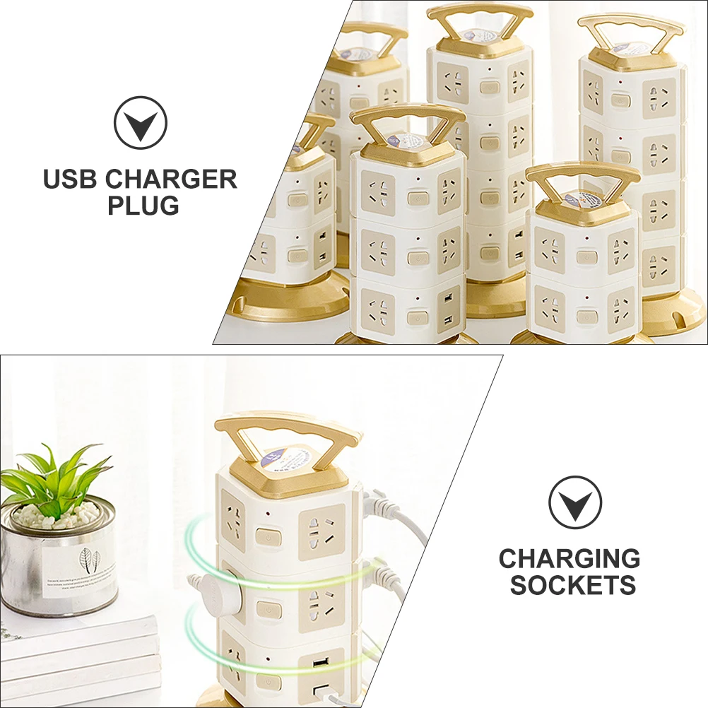

Multifunctional 6 Outlet 2 USB Power Strip with Surge Protection Compact Socket Tower for Home Travel Use Vertical