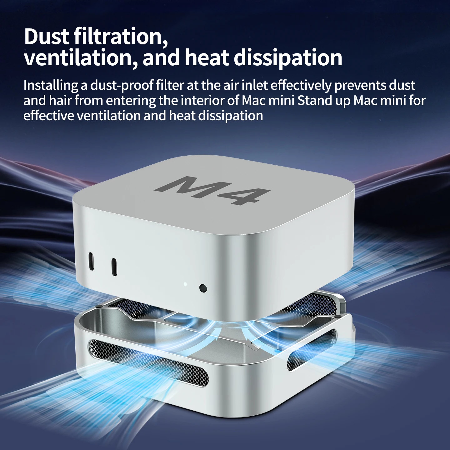 Support de refroidissement de tablette en aluminium USB-C support de station d'accueil de disque SSD pour Mac mini M4, M4 Pro support de cadre de refroidissement par Dissipation thermique