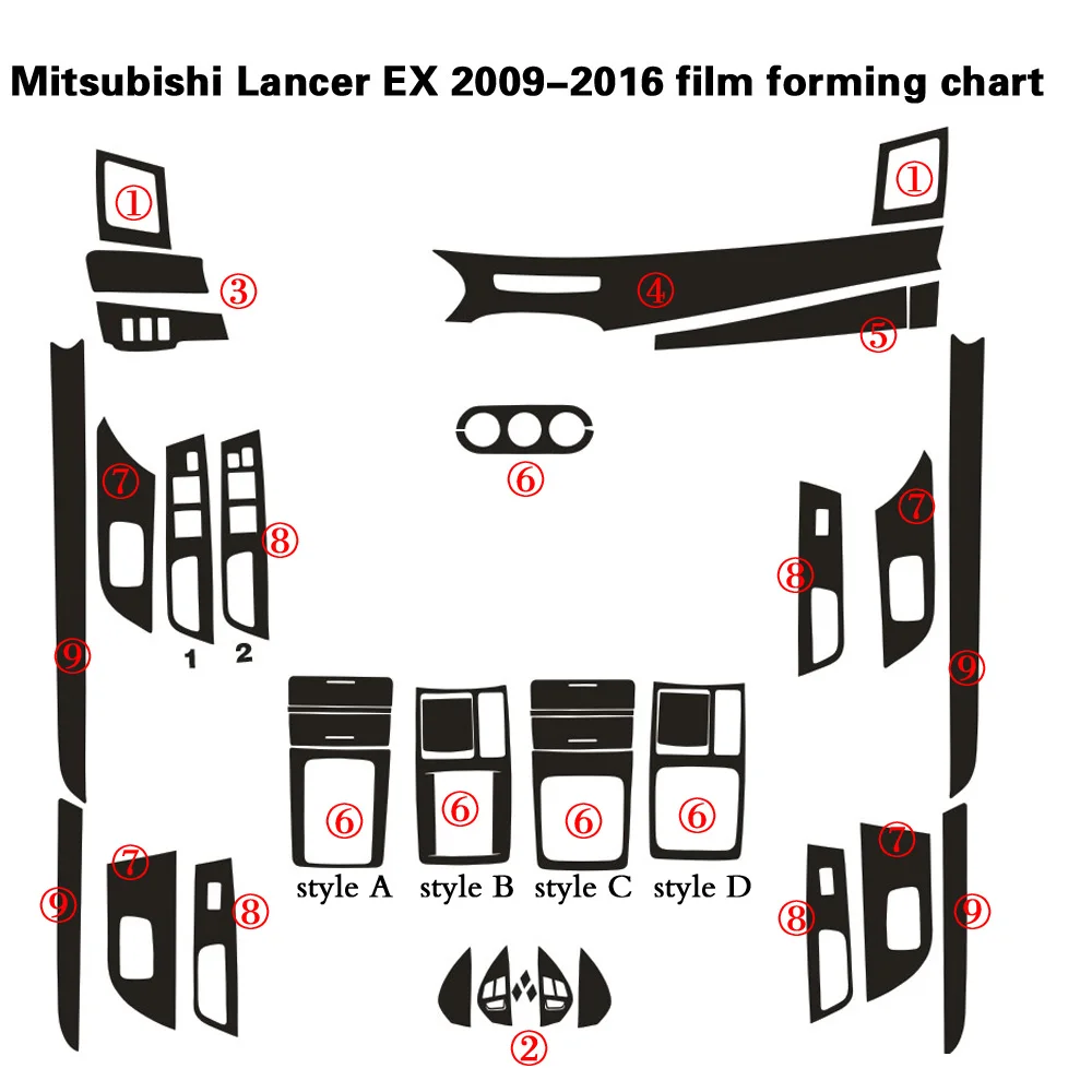 Для Mitsubishi Lancer EX 2009-2016 внутренняя центральная панель управления дверная ручка наклейка из углеродного волокна наклейки аксессуары для стайлинга автомобилей