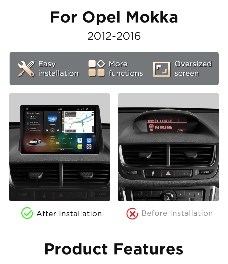 Junsun 7870 2K Wireless CarPlay Android Auto Radio für Opel Mokka 2012 2013 2014 2015 2016 GPS Navigation DSP DTS 360 BT FM Plug & Play – Detail 4