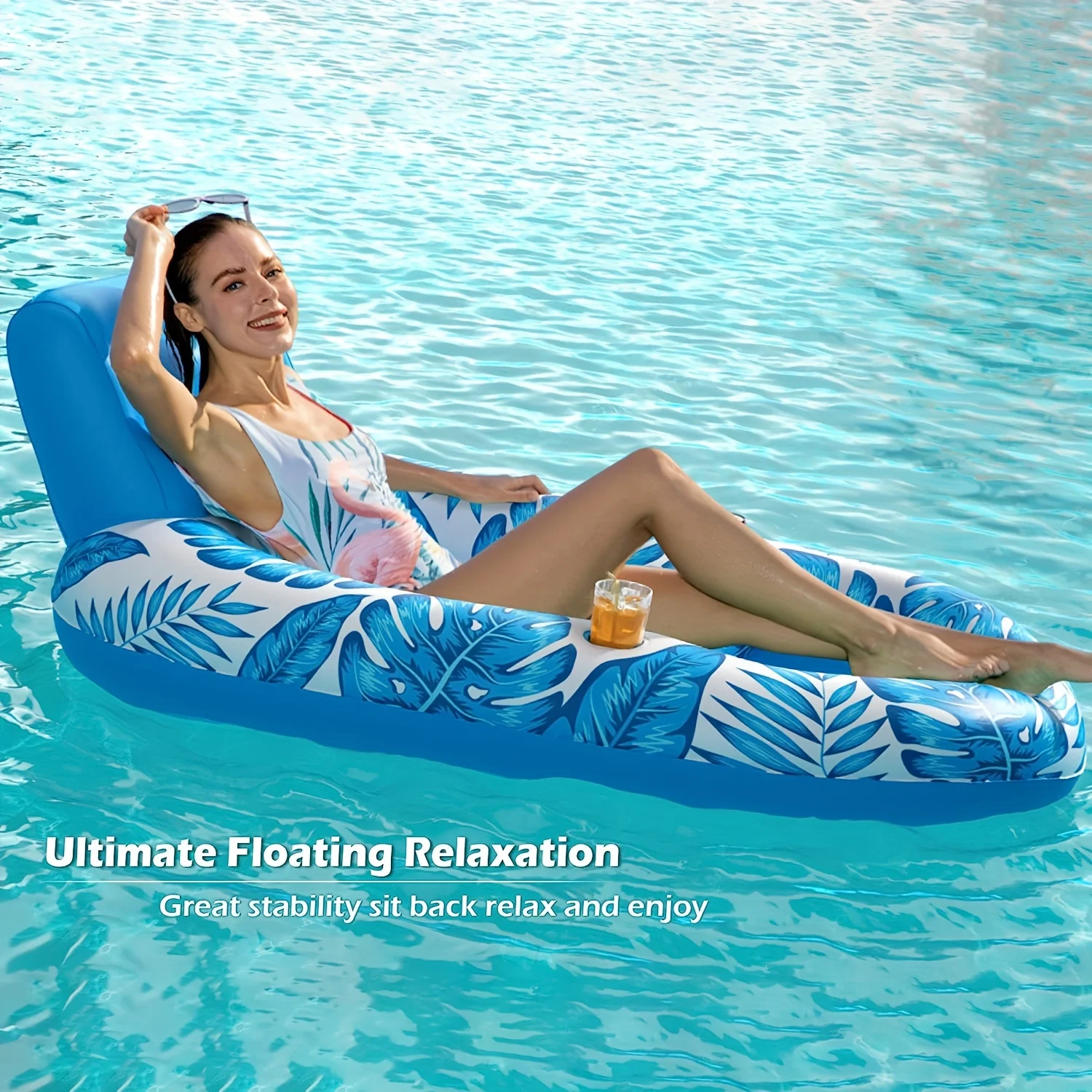 Tumbona flotante de agua, juguete acuático, cama inflable plegable, para entretenimiento acuático, Fiesta en la piscina, actividades al aire libre, 1 unidad