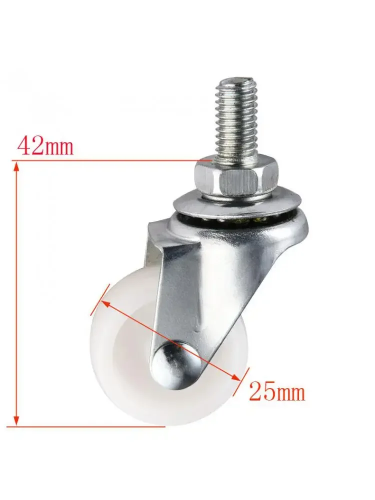 5 Pcs/Lot 1 Inch Screw Rod Caster M8 Centimeter Small Wheel Diameter 25mm Wear-Resistant Pulley One Nylon Universal