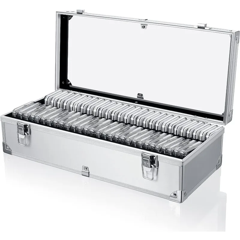 Aluminum coin storage box for flat coin storage box with handle holder